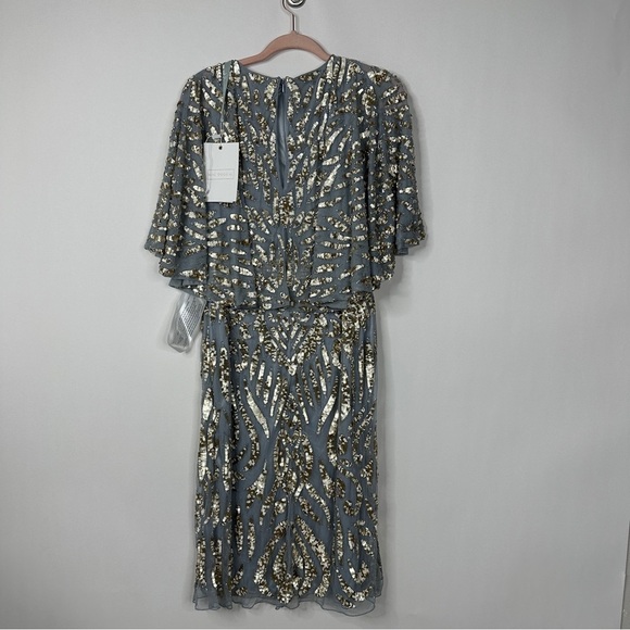 NWT Mac Duggal Embellished Cape Sleeve Cocktail Dress (Plus) Sz 16W - Picture 7 of 9